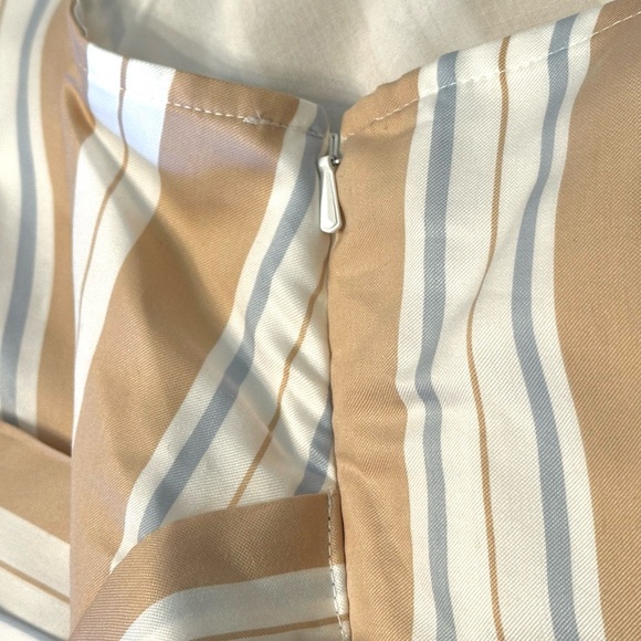 Anthropologie Maeve NWT Tan Striped Asymmetrical Wrap Shirt Dress Size 10 - Picture 12 of 12